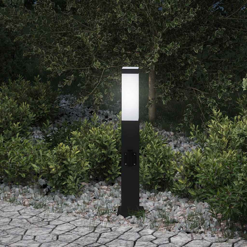 Bolderarmatuur Met Stopcontact 50 Cm Zwart Ip44