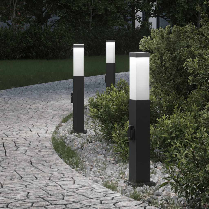 Bolderverlichting Met Stopcontact 3 Stuks 50 Cm Zwart Ip44