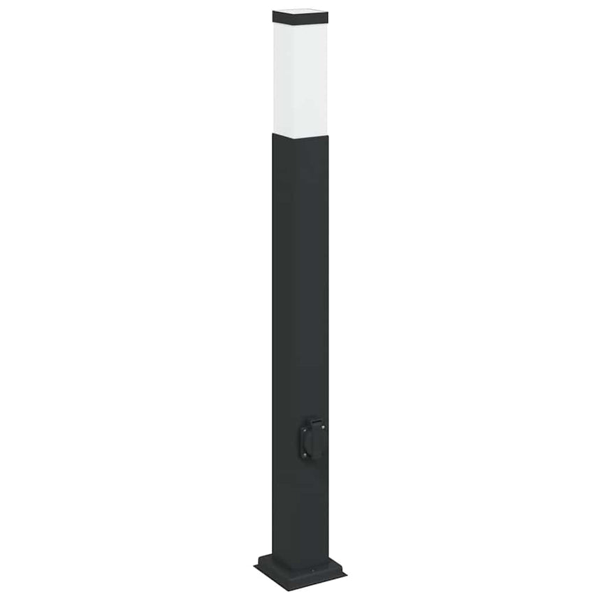 Bolderarmatuur Met Stopcontact 80 Cm Zwart Ip44
