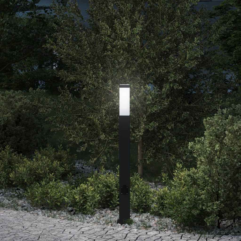 Bolderarmatuur Met Stopcontact 80 Cm Zwart Ip44