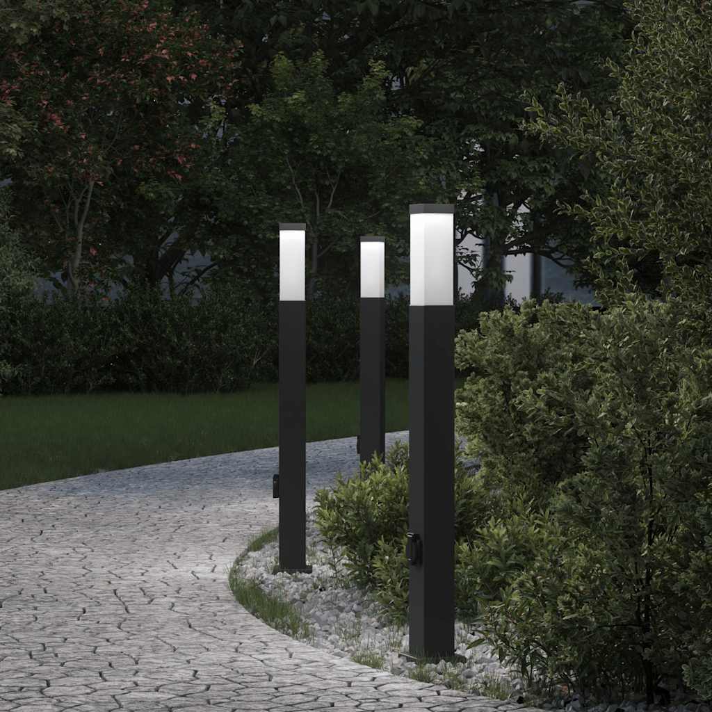 Bolderverlichting Met Stopcontact 3 Stuks 80 Cm Zwart Ip44