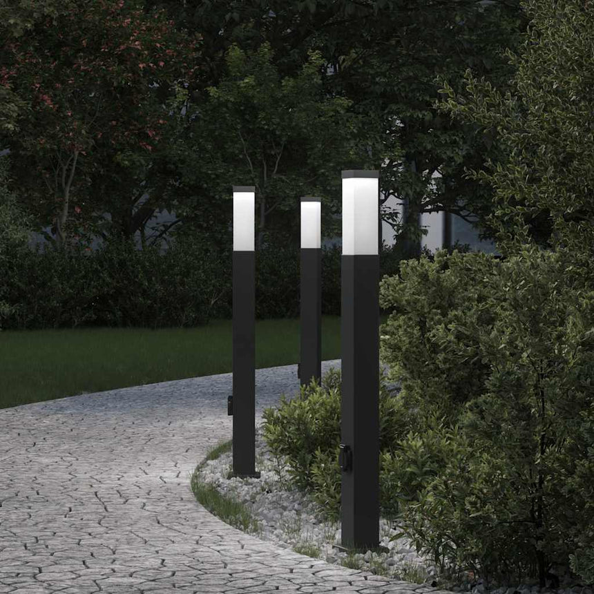 Bolderverlichting Met Stopcontact 3 Stuks 80 Cm Zwart Ip44