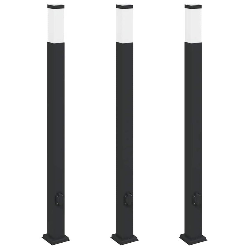 Bolderverlichting Met Stopcontact 3 Stuks 110 Cm Zwart Ip44