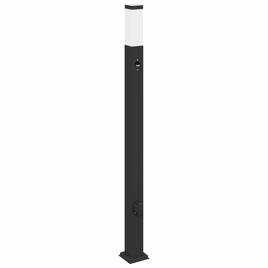 Bolderarmatuur Met Sensor En Stopcontact 110 Cm Zwart Ip44