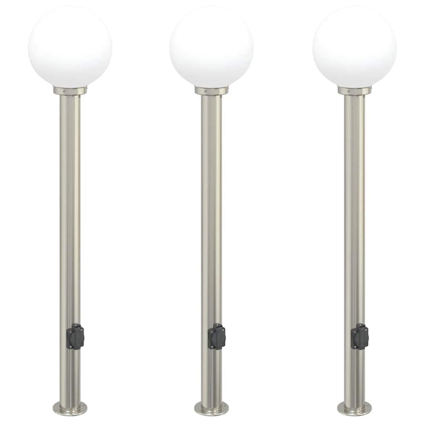 Bolderverlichting Met Stopcontact 3 Stuks 120 Cm Rvs Ip44