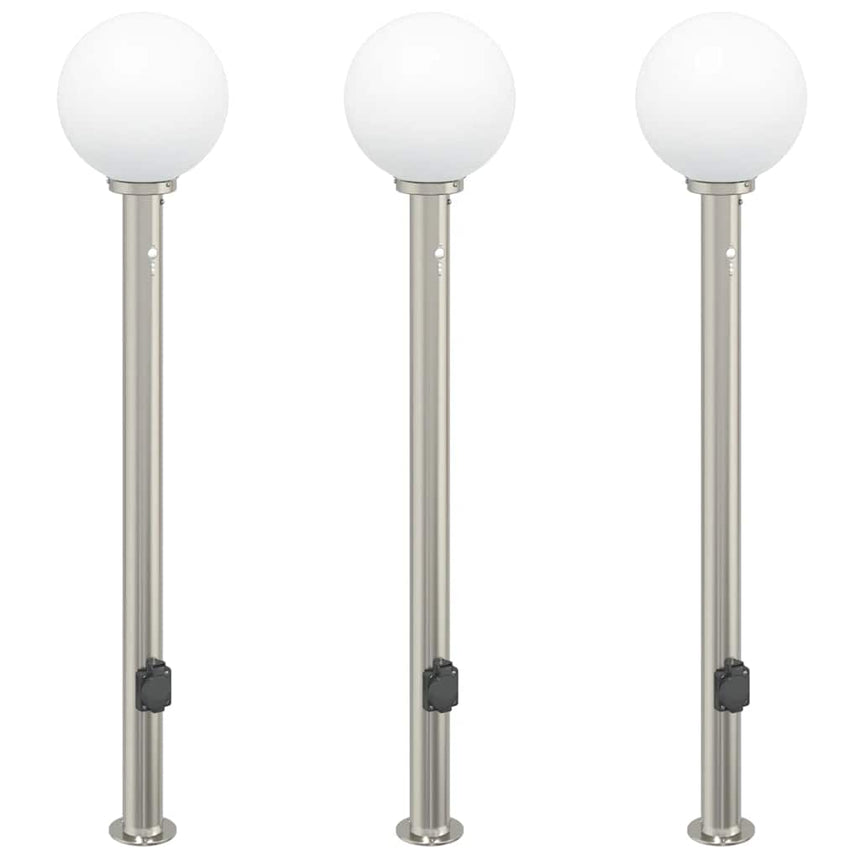 Bolderverlichting Met Sensor En Stopcontact 3 Stuks 120 Cm Roestvrij Staal Ip44