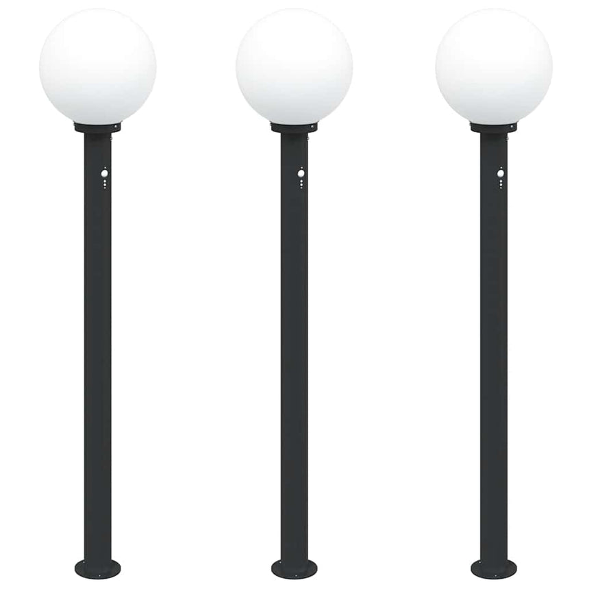 Bolderverlichting Met Sensor 3 Stuks 120 Cm Zwart Ip44