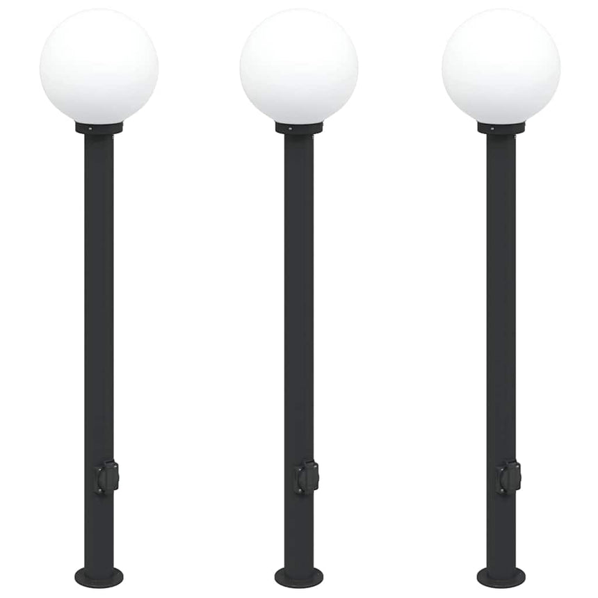 Bolderverlichting Met Stopcontact 3 Stuks 120 Cm Zwart Ip44