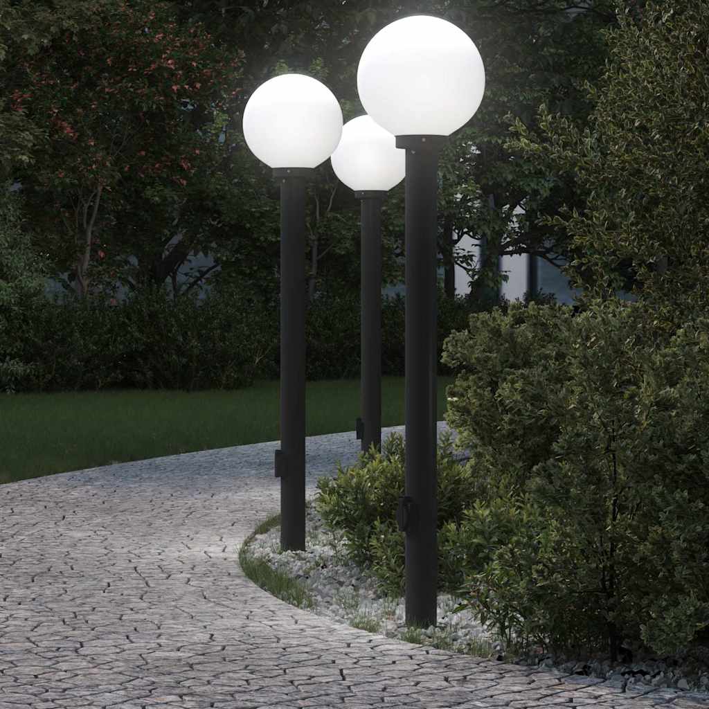 Bolderverlichting Met Stopcontact 3 Stuks 120 Cm Zwart Ip44