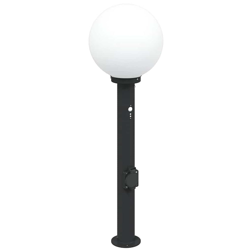 Bolderarmatuur Met Sensor En Stopcontact 80 Cm Zwart Ip44