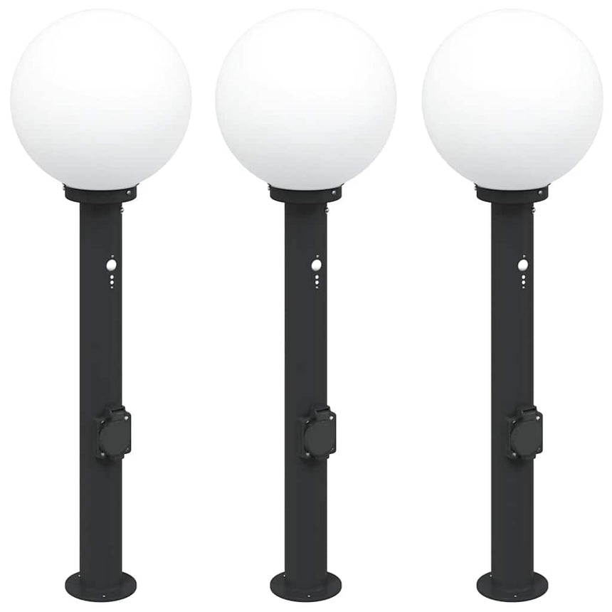 Bolderverlichting Met Sensor En Stopcontact 3 Stuks 80 Cm Zwart Ip44
