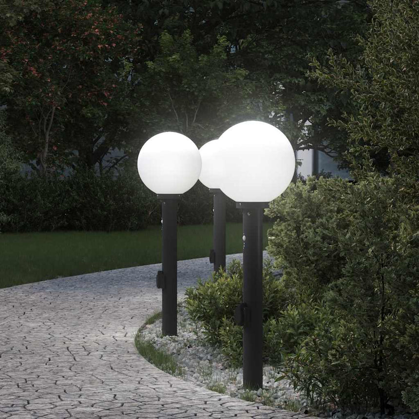 Bolderverlichting Met Sensor En Stopcontact 3 Stuks 80 Cm Zwart Ip44