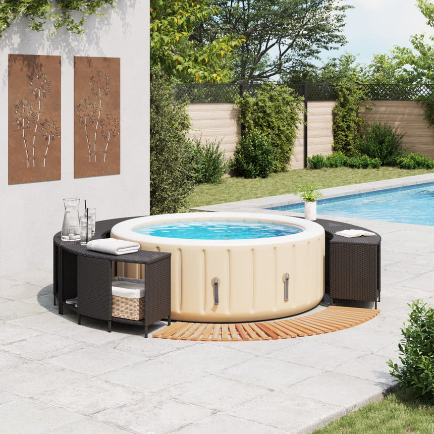 Hottub-Ombouw Poly Rattan En Massief Acaciahout