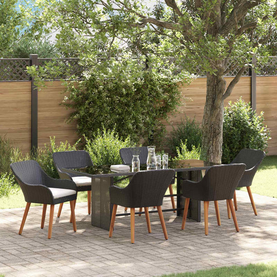 vidaXL Ensemble de salle à manger pour jardin 7 pcs Noir polyrotin