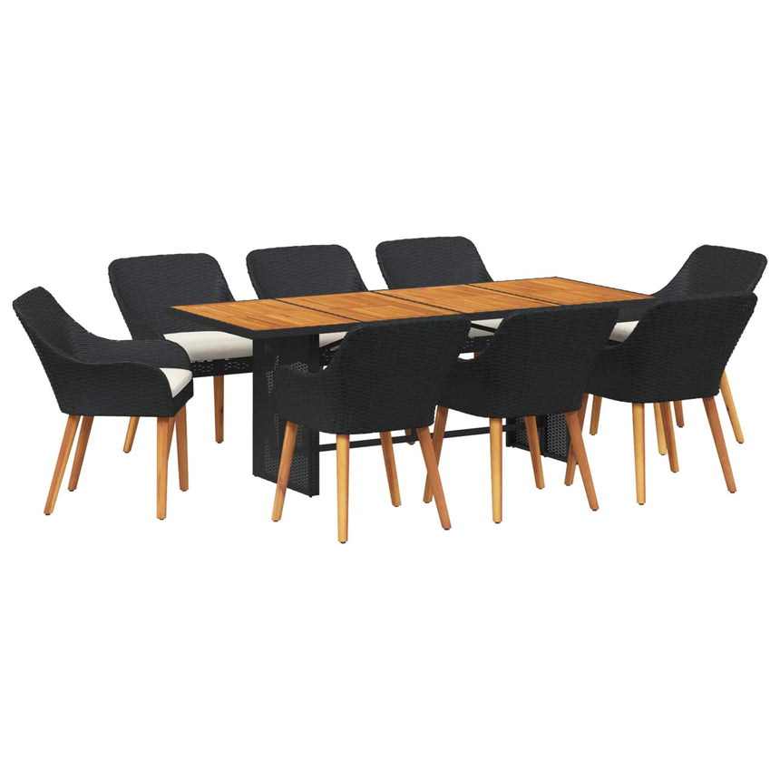 vidaXL Ensemble de salle à manger pour jardin 9 pcs Noir polyrotin