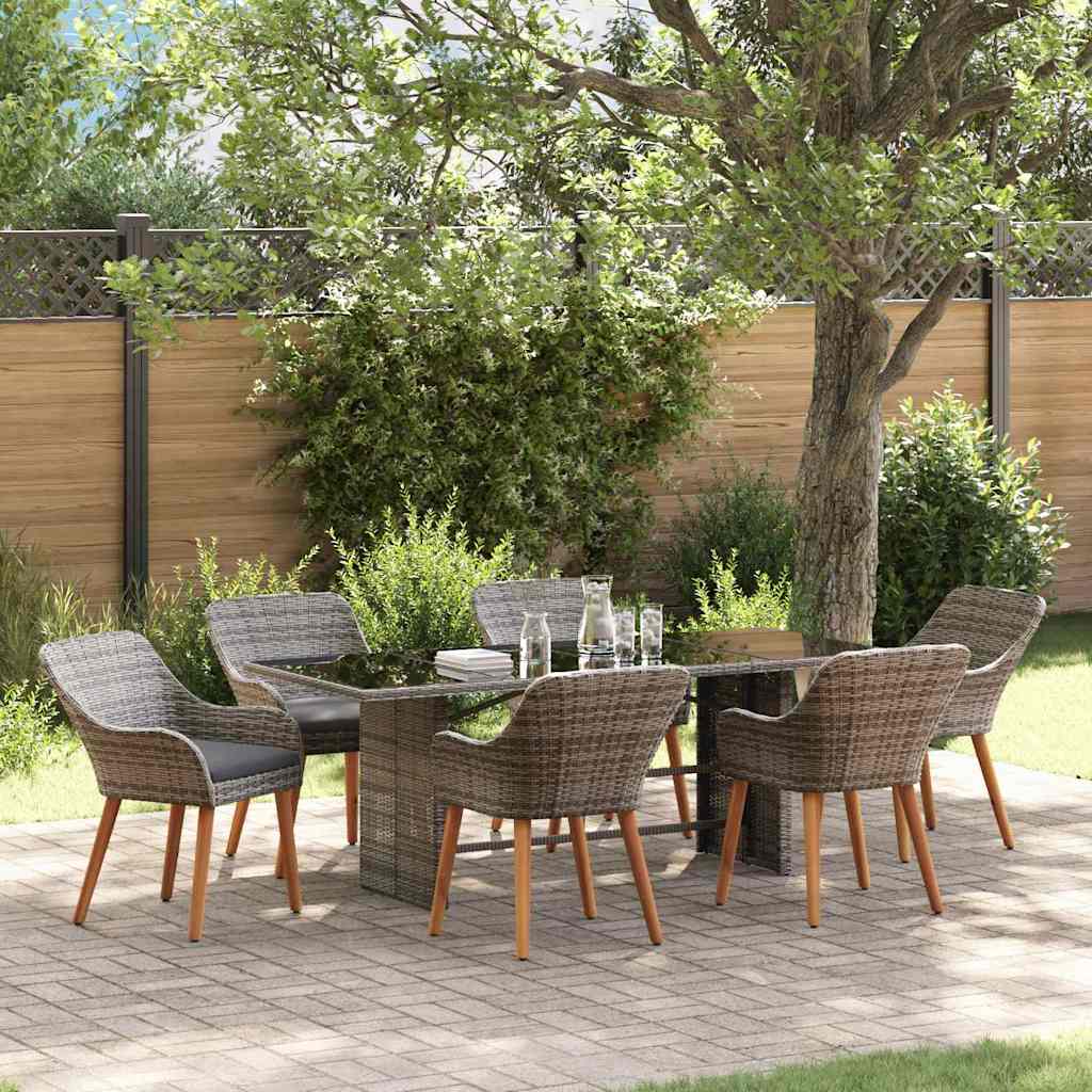 vidaXL Ensemble de salle à manger pour jardin 7 pcs Gris polyrotin