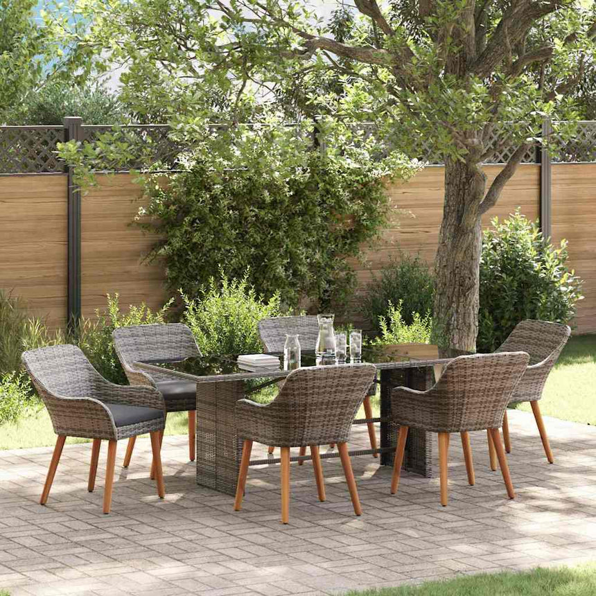 vidaXL Ensemble de salle à manger pour jardin 7 pcs Gris polyrotin