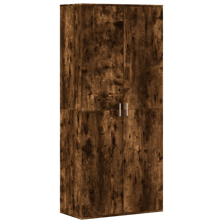 Schoenenkast 80X39X178 Cm Bewerkt Hout Kleurig Gerookt Eiken