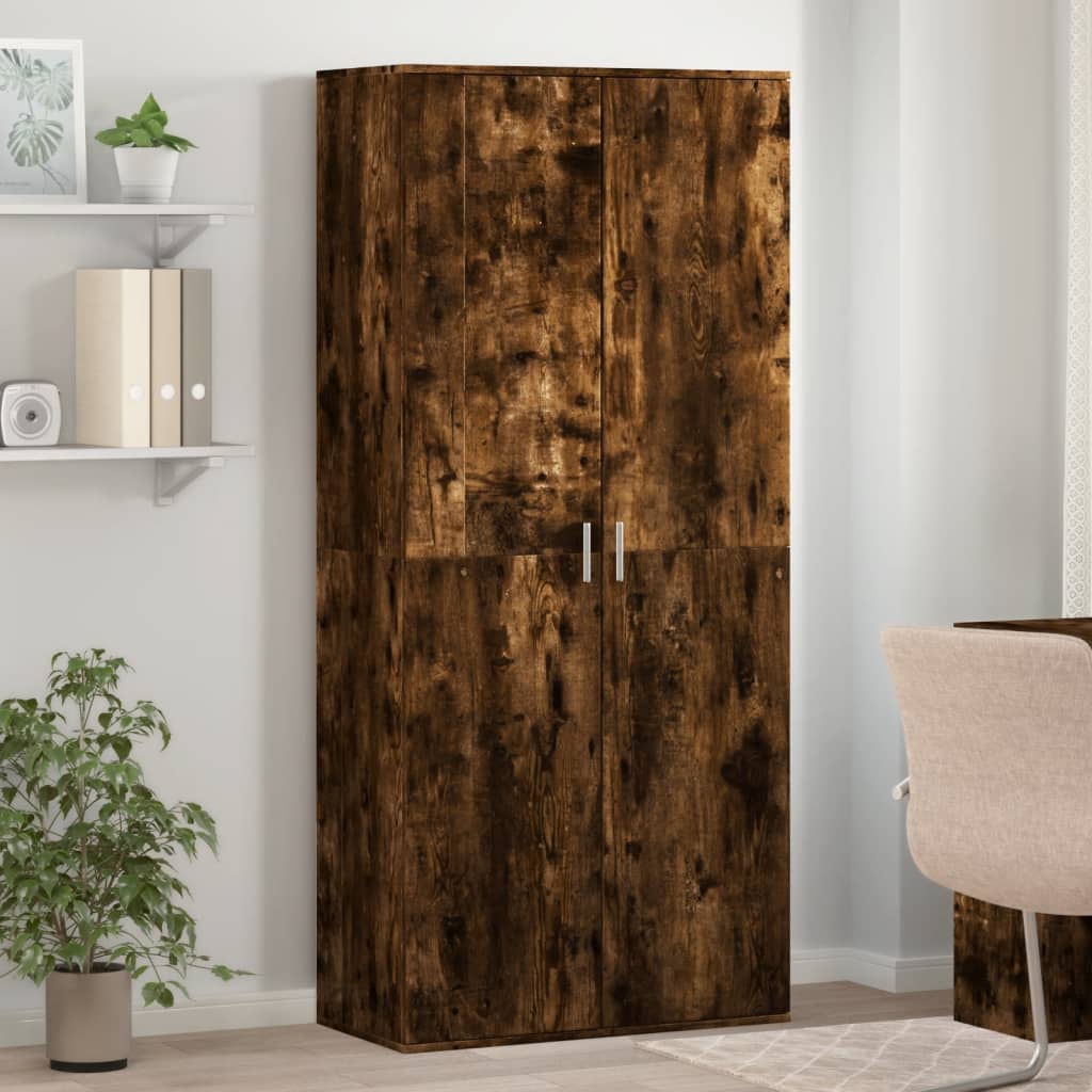 Schoenenkast 80X39X178 Cm Bewerkt Hout Kleurig Gerookt Eiken