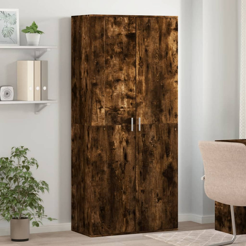 Schoenenkast 80X39X178 Cm Bewerkt Hout Kleurig Gerookt Eiken