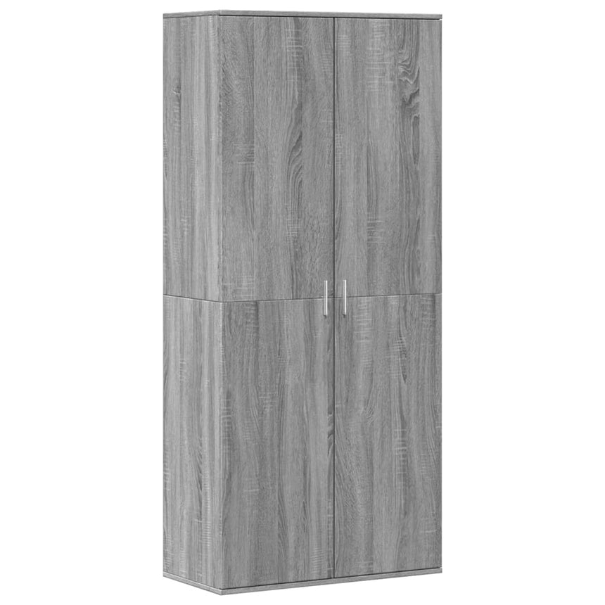 Schoenenkast 80X39X178 Cm Bewerkt Hout Eikenkleur Grijs Sonoma