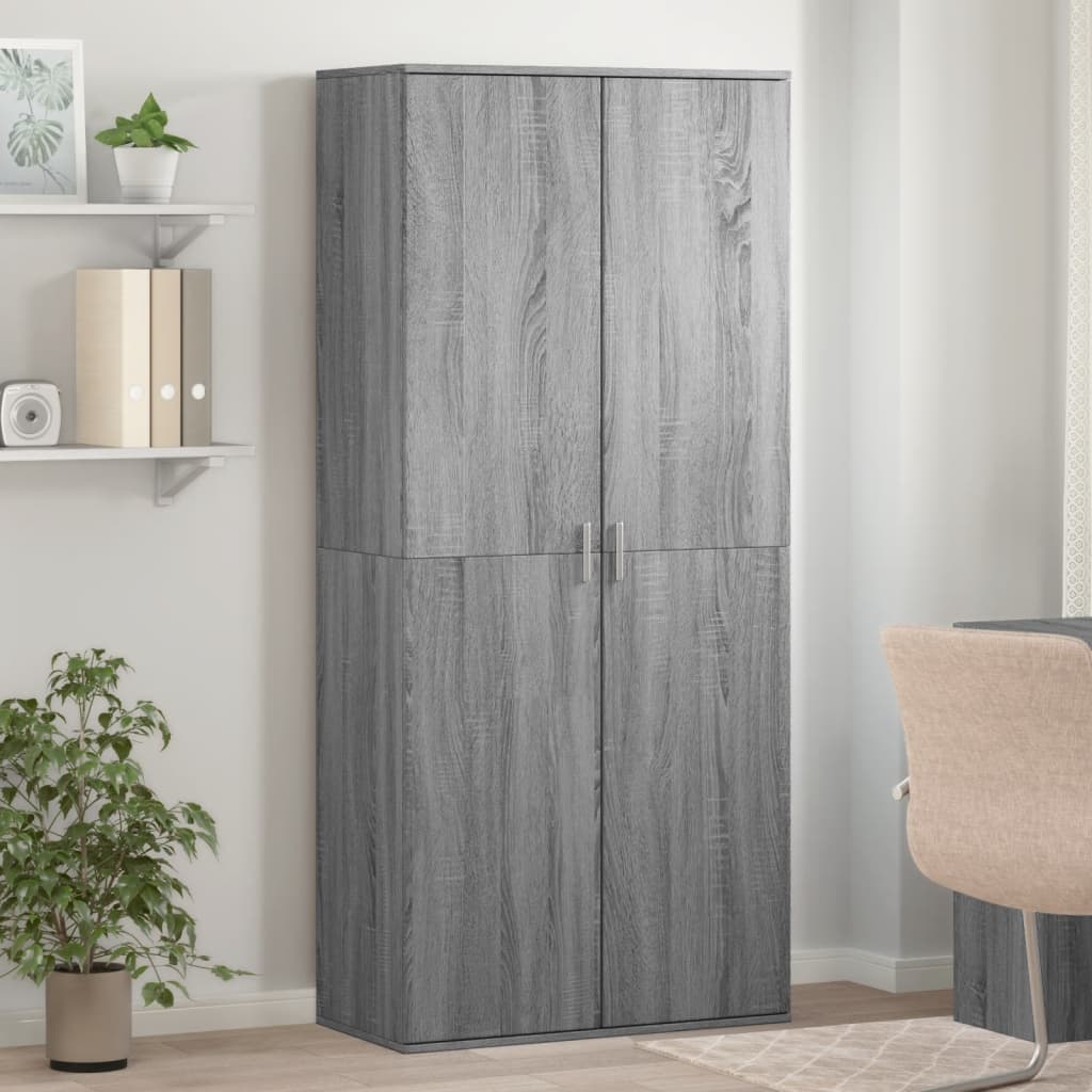 Schoenenkast 80X39X178 Cm Bewerkt Hout Eikenkleur Grijs Sonoma