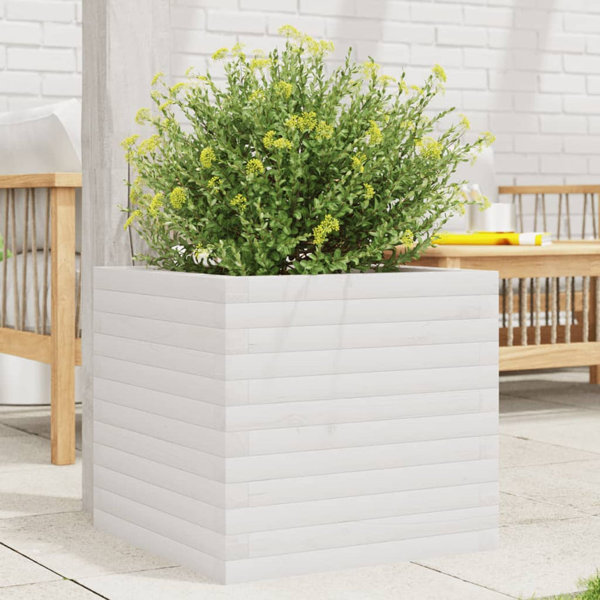 Plantenbak 40X40X49,5 Cm Massief Grenenhout Wit
