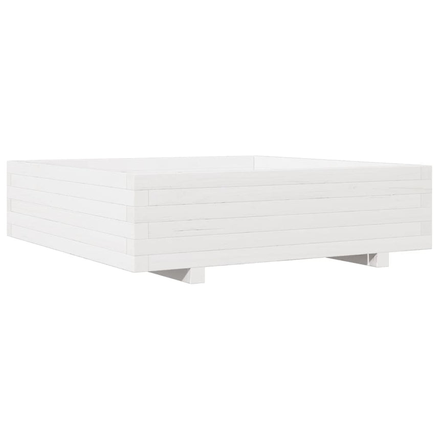 Plantenbak 90X90X26,5 Cm Massief Grenenhout Wit Naturel Geïmpregneerd