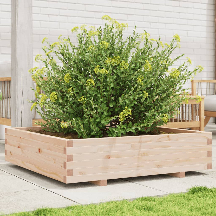 Plantenbak 100X100X26,5 Cm Massief Grenenhout Wasbruin