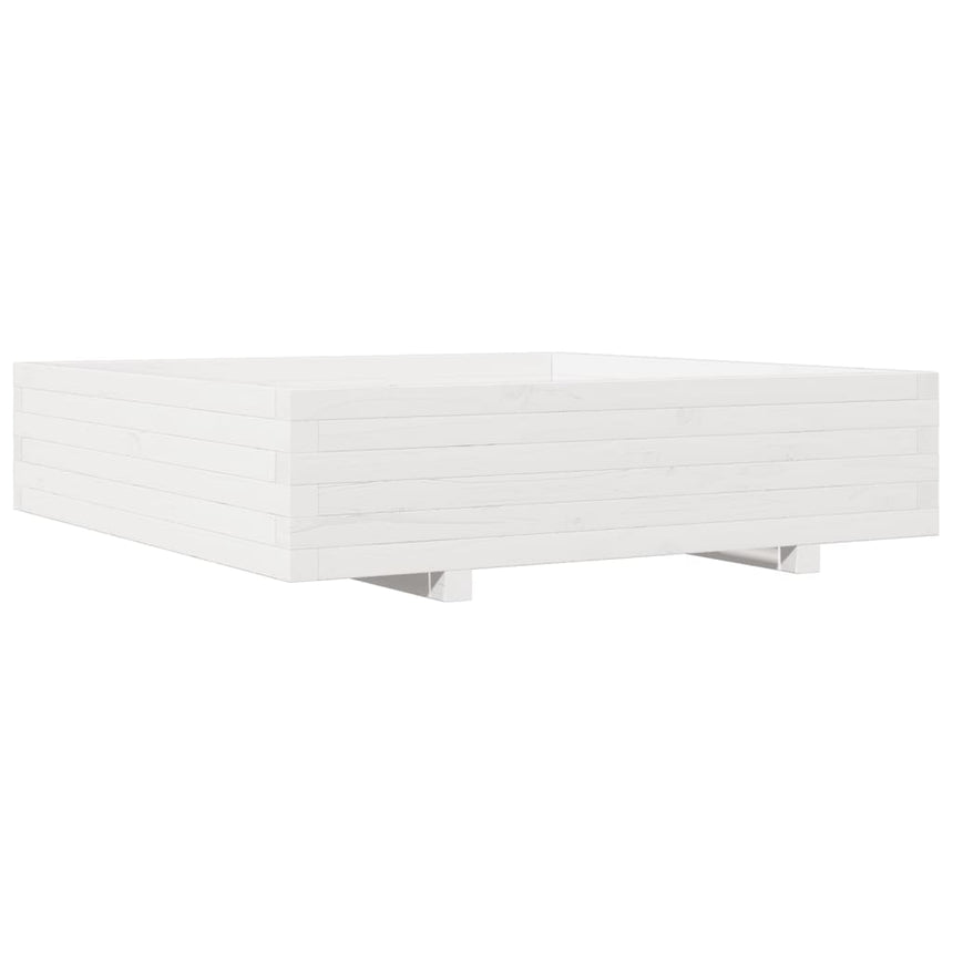 Plantenbak 100X100X26,5 Cm Massief Grenenhout Wit Natuurlijk Douglashout