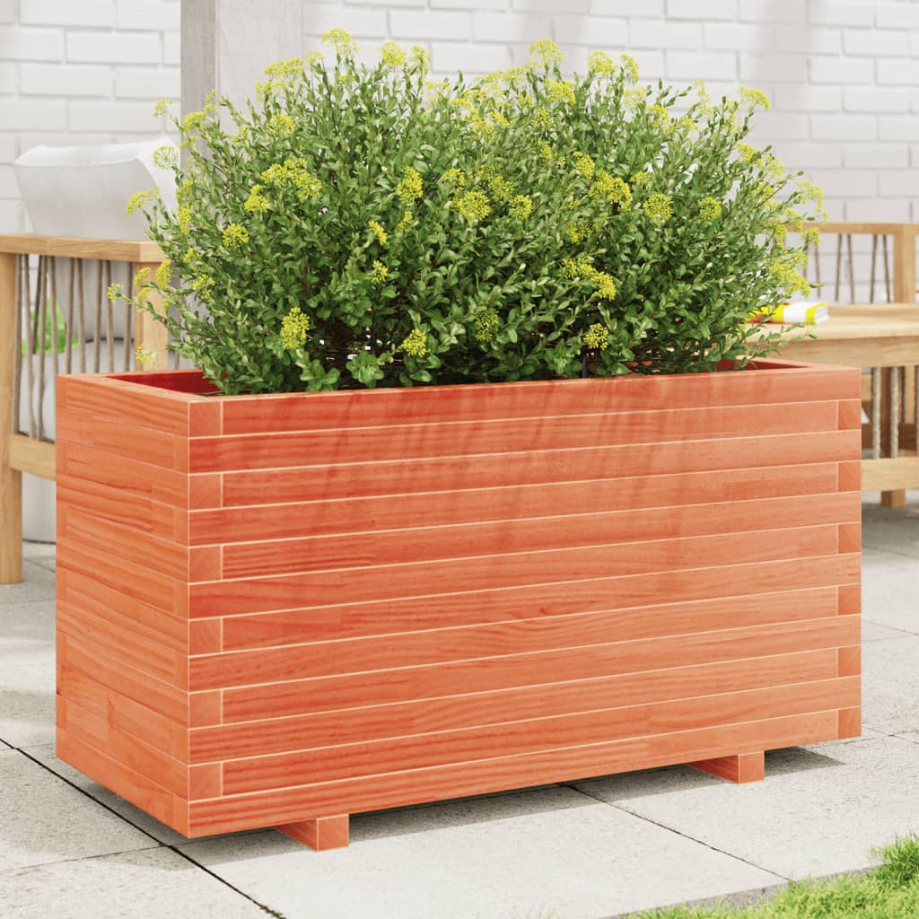 Plantenbak 90X40X49,5 Cm Massief Grenenhout Wasbruin Wit