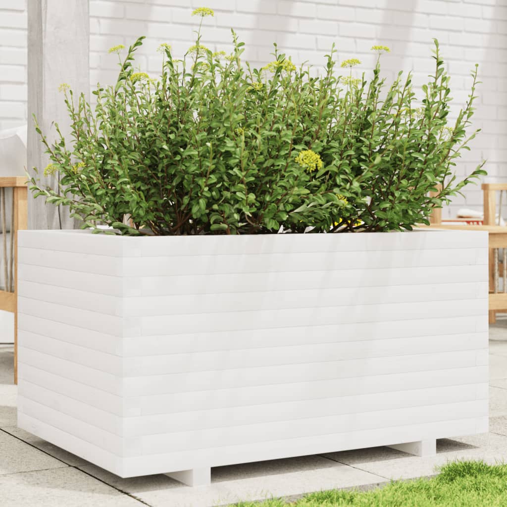 Plantenbak 90X60X49,5 Cm Massief Grenenhout Wit Natuurlijk Douglashout