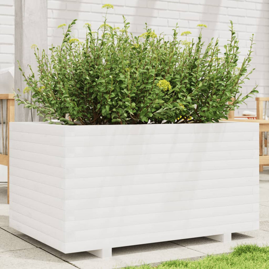 Plantenbak 90X60X49,5 Cm Massief Grenenhout Wit Natuurlijk Douglashout