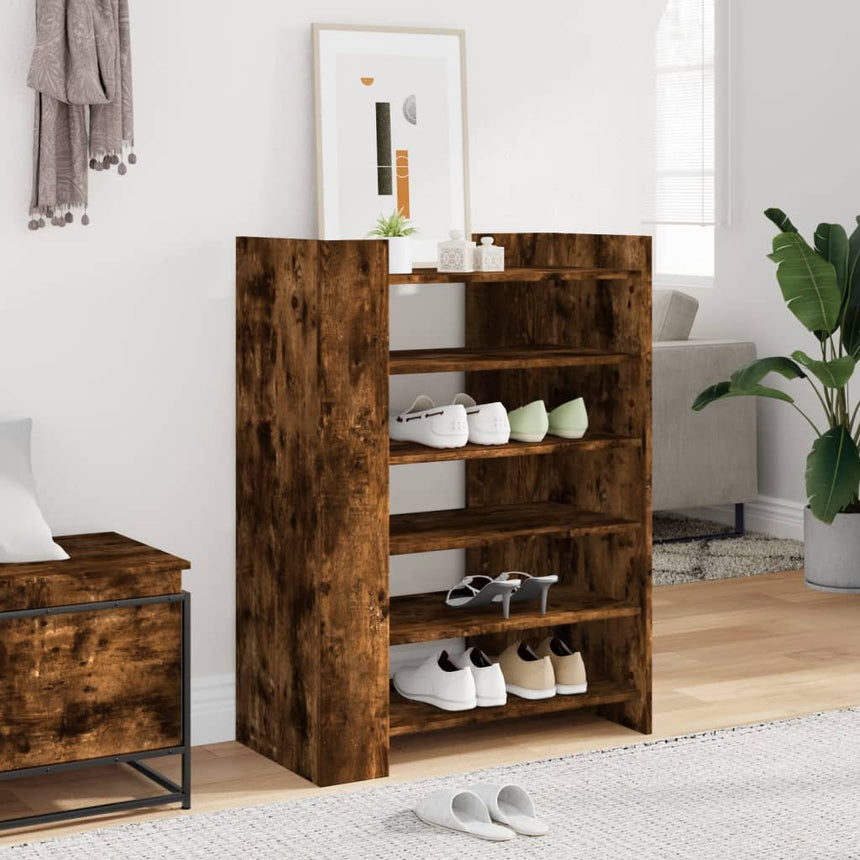 Schoenenkast 74,5X37,5X100 Cm Bewerkt Hout Kleurig Gerookt Eiken