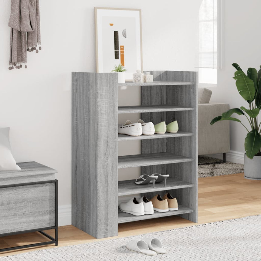 Schoenenkast 74,5X37,5X100 Cm Bewerkt Hout Eiken Grijs Sonoma