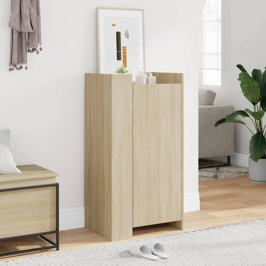 Schoenenkast 52X37,5X100 Cm Bewerkt Hout Sonoma Eikenkleurig Zwart