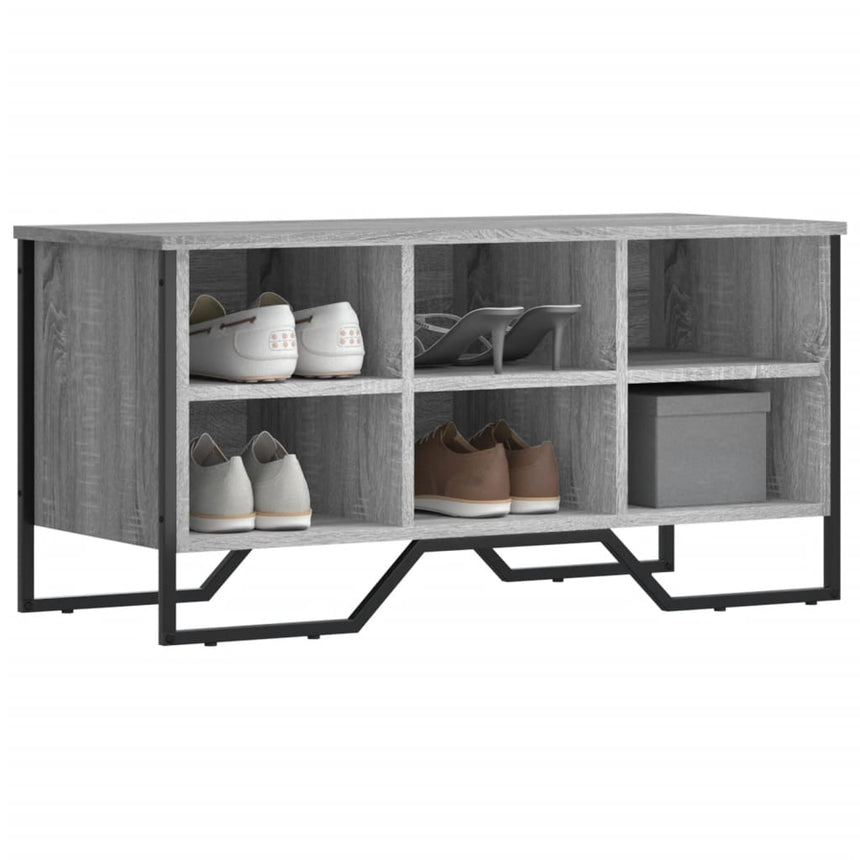 Schoenenkast 90X38X61,5 Cm Bewerkt Hout Eikenkleur Grijs Sonoma