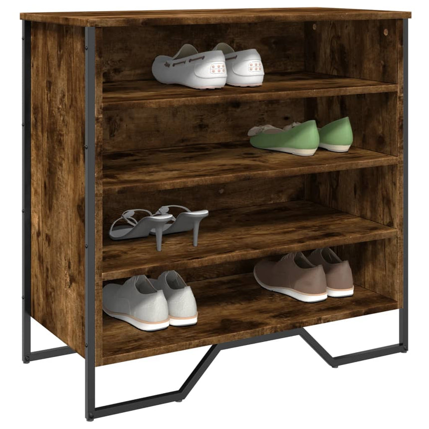 Schoenenkast 80X38X78 Cm Bewerkt Hout Kleurig Gerookt Eiken
