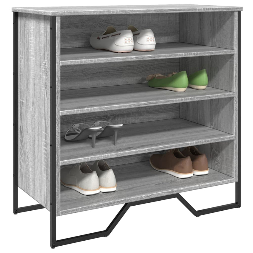 Schoenenkast 80X38X78 Cm Bewerkt Hout Eikenkleurig Grijs Sonoma
