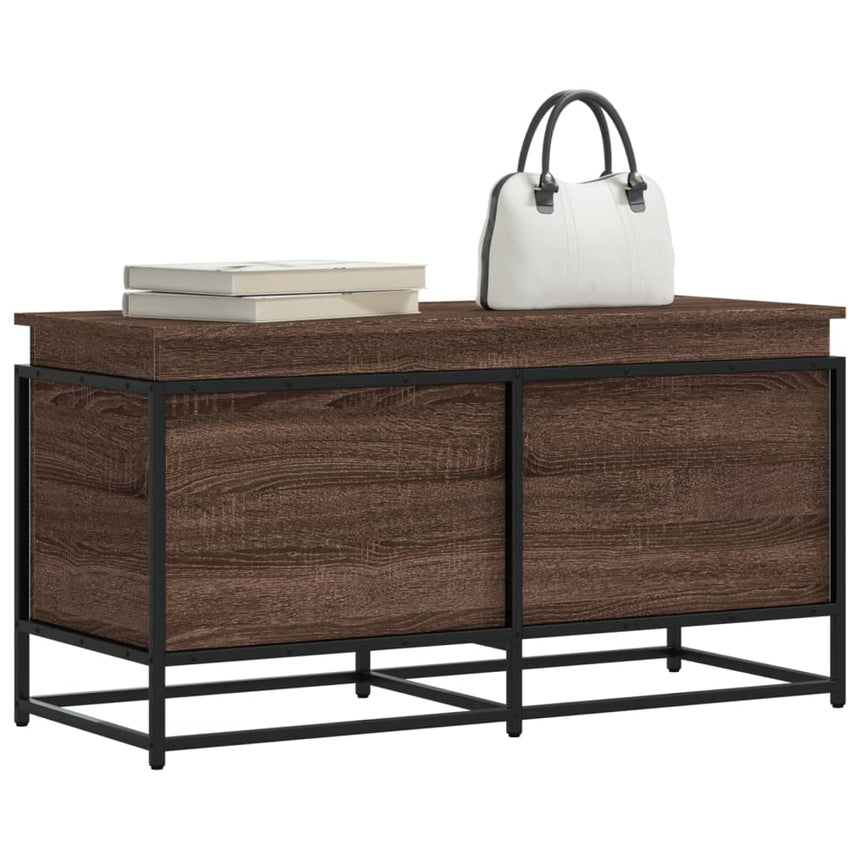Opbergbox Met Deksel 100X40X51,5 Cm Bewerkt Hout Bruin Eiken Bruin Eikenkleur