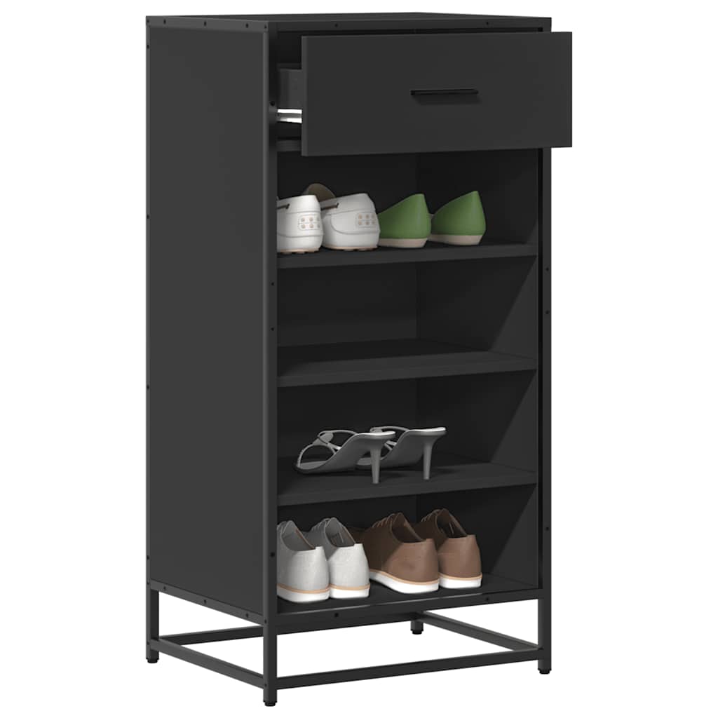 Schoenenrek 48X38X97,5 Cm Bewerkt Hout Zwart