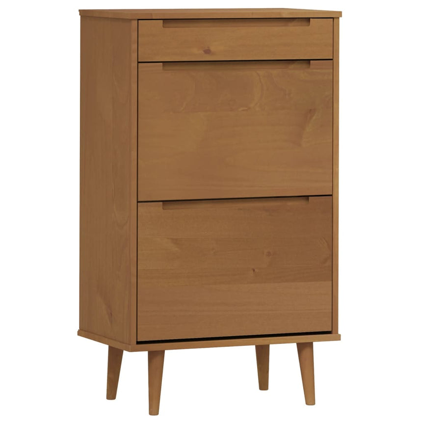 Schoenenkast Molde 59,5X35X103 Cm Massief Grenenhout Bruin