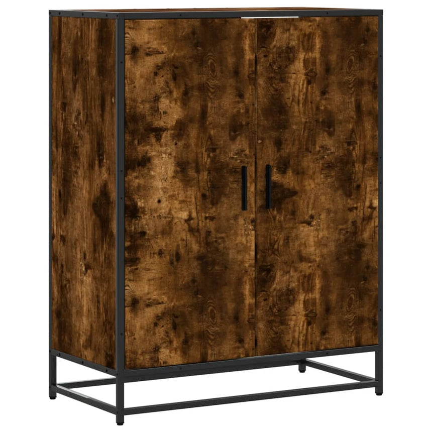 Schoenenkast 75X38X97,5 Cm Bewerkt Hout En Metaal Gerookt Eiken