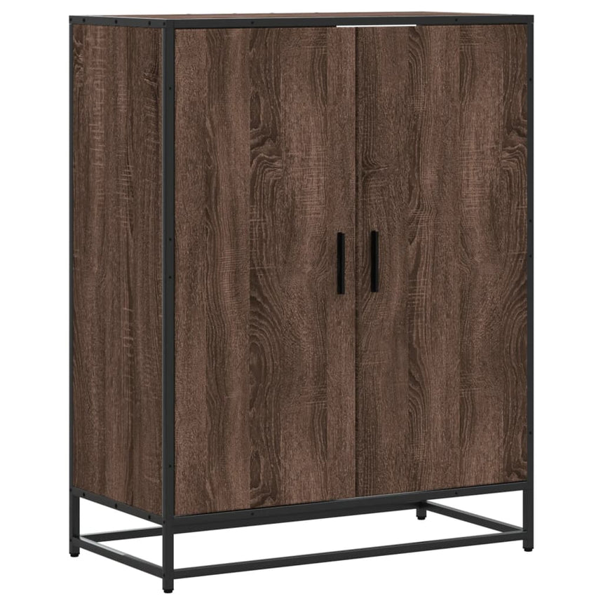 Schoenenkast 75X38X97,5 Cm Bewerkt Hout En Metaal Bruin Eiken Bruin Eikenkleur
