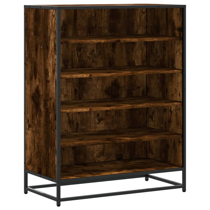 Schoenenkast 75X38X97,5 Cm Bewerkt Hout En Metaal Gerookt Eiken