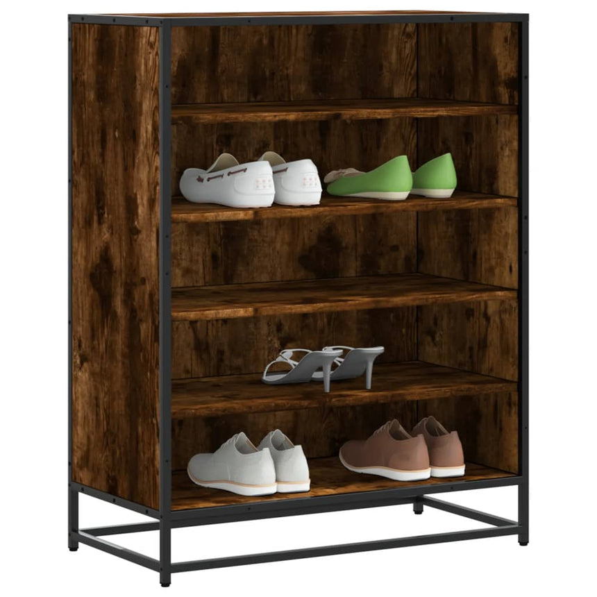 Schoenenkast 75X38X97,5 Cm Bewerkt Hout En Metaal Gerookt Eiken