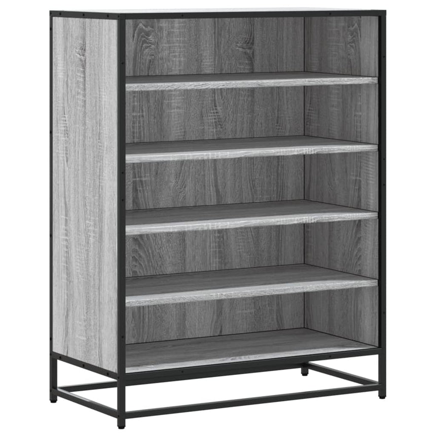 Schoenenkast 75X38X97,5 Cm Bewerkt Hout En Metaal Grijs Sonoma