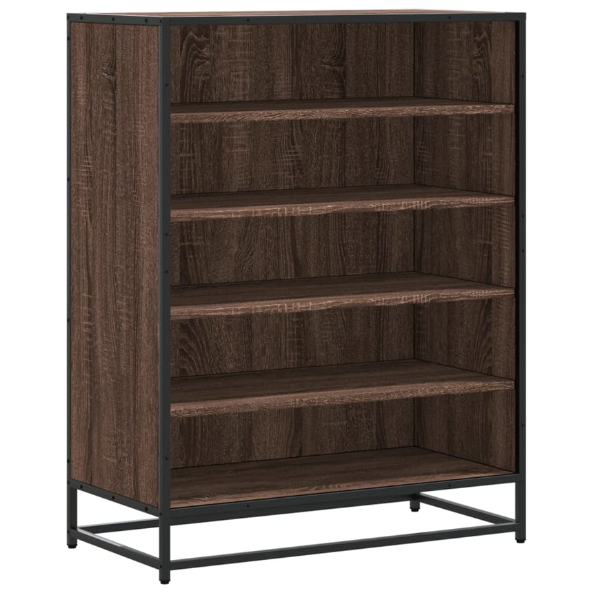 Schoenenkast 75X38X97,5 Cm Bewerkt Hout En Metaal Bruin Eiken Bruin Eikenkleur