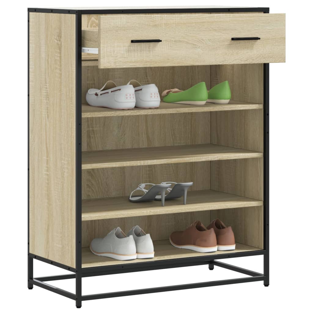 Schoenenkast 75X38X97,5 Cm Bewerkt Hout En Metaal Sonoma Eiken