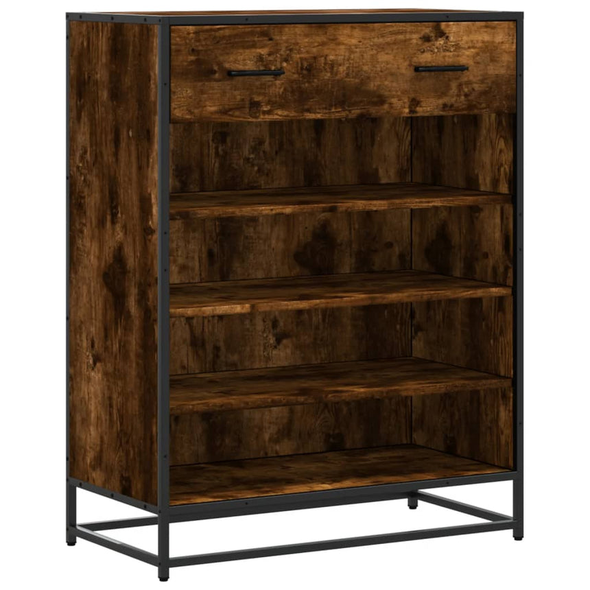 Schoenenkast 75X38X97,5 Cm Bewerkt Hout En Metaal Gerookt Eiken